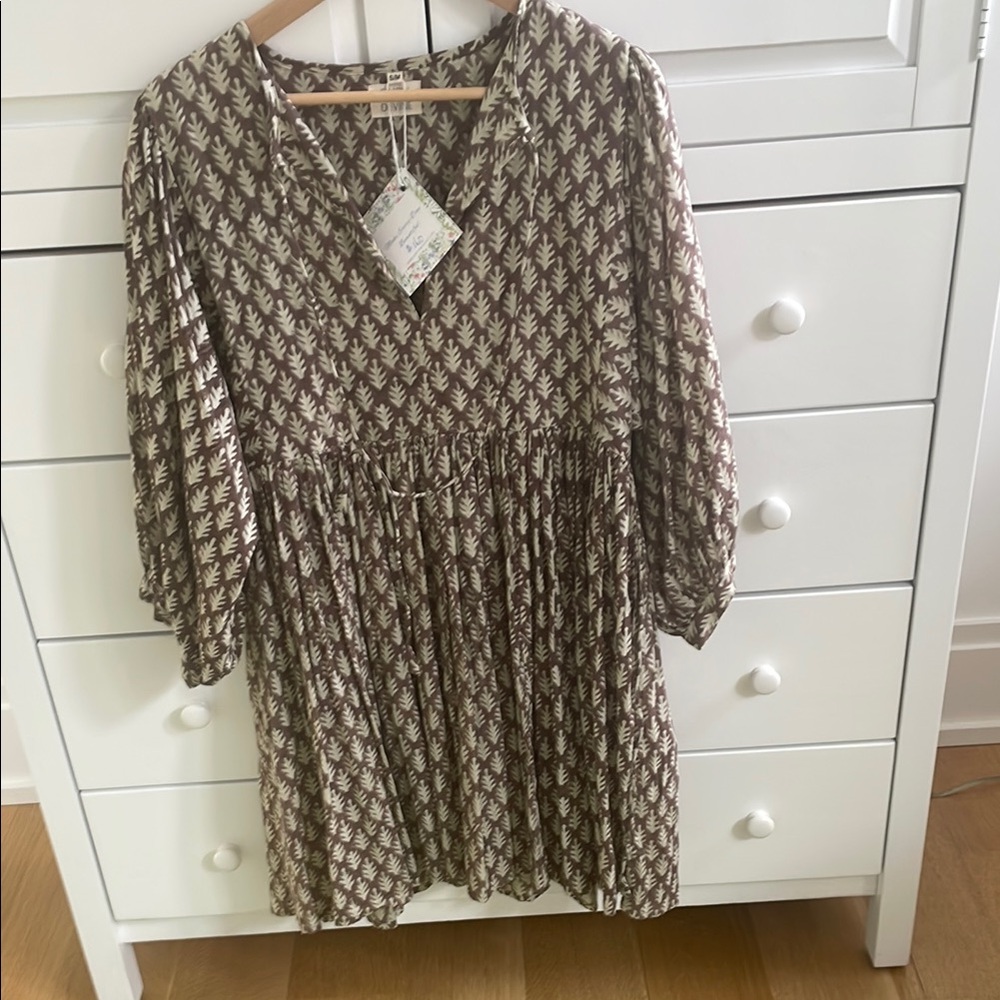 Simply Devine brown & cream batik printed dress